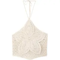 Mango Broderad topp 'HIBISCO' kräm