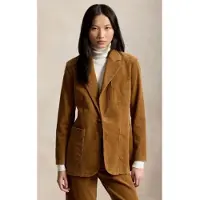 Ralph Lauren för kvinnor. 211B17221002 Beige corduroyblazer med enkel knäppning (42), Casual, Bomull