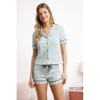 Trendyol Kort pyjamas grå / mint / off-white