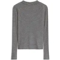 BOSS Mock-neck top in striped cotton crepe
