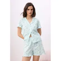 Trendyol Kort pyjamas pastellblå / grön / gammalrosa