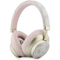 GUESS PU 4G Gold Script Metal Logo ENC trådlösa hörlurar - Rosa