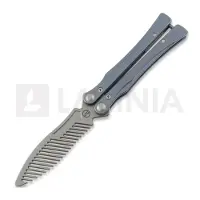 Maxace Loran II Comb balisong träningsknivar, Blue Titanium