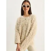 Bianco Texturerad Knapp-up Kardigan