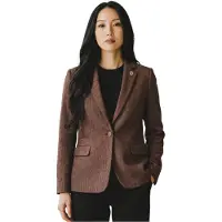 TruClothing Damer rostbrun ull Tweed Herringbone rutig kavaj - WS-1