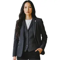 TruClothing Damernas svarta fiskbensull tweedblazer tvådelat set - WS-1