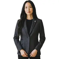 TruClothing Damer svart ull tweed med fiskbensrutig kavaj - WS-1