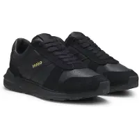 HUGO Suede trainers with gold-tone foiled logo