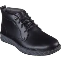 SKECHERS Herr Burkett Läder Flat Ankelskor (Svart)