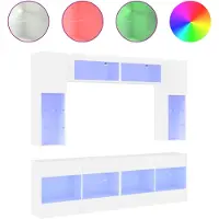 vidaXL 6-Cz. TV-skåpsset med LED-belysning, Vit