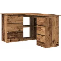 vidaXL Hörnskrivbord åldrat trä 145x100x76 cm konstruerat trä