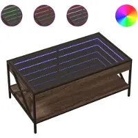 vidaXL Kaffebord med LED Infinity, Brun Ek, 90X50X38 Cm