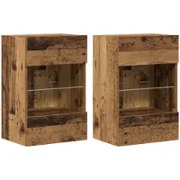vidaXL Nástenné skrinky s LED osvetlením pre TV 2 st åldrat trä 40x30x60,5 cm