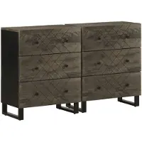 vidaXL Skänkar 2 st svart 60x33x75 cm massivt mangoträ