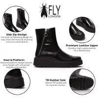 Fly london damers svarta läder-zip-up plattformstövlar - TARP553FLY