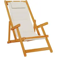 vidaXL Hopfällbar strandstol med armstöd ljusgrå akaciaträ&textilene