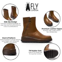 Fly london Women's Tan Leather Zip-up Platform Ankelboots - TARP553FLY
