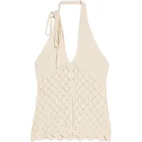 Bershka Broderad topp ecru