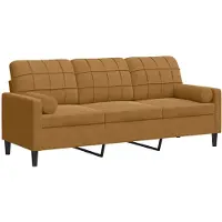vidaXL 3-sitssoffa med kuddar, brun, 180 cm, sammet