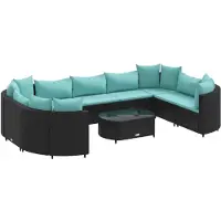 vidaXL Loungegrupp 10 delar med svarta dynor konstrotting