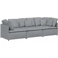 vidaXL Modulsoffa med dynor i tyg ljusgrå