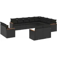 vidaXL Loungegrupp med dynor 12 delar svart konstrotting