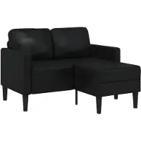 vidaXL 2-sitssoffa med schäslong L-formad svart 125 cm konstläder