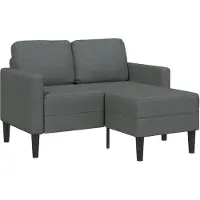 vidaXL 2-sitssoffa med schäslong L-formad mörkgrå 125 cm tyg