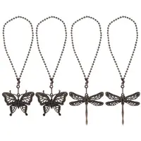 Melitt 4-Pack Brons TakfläKt Dragkedja Set, Belysning Och FläKt Dragkedja Hängande Kedjeförlängare, Trollslända Och Fjäril