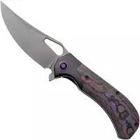 Kizer Cutlery Cyclone Ki3734A1, Matte DLC Ultra S35VN, Titanium, Purple Haze FatCarbon pocket knife, James Lowe design