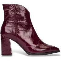 Wonders för kvinnor. M-5444 Sammetsskinnstövlar vinröda (37), 3 till 5 cm, Zip, Casual, Granat, Lackat läder