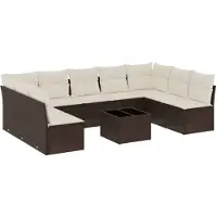 vidaXL Loungegrupp 10 delar med brun dynor konstrotting
