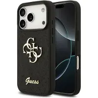GUESS iPhone 18 Pro Fixed Glitter 4G Metal Logo Skal - Svart
