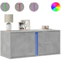 vidaXL Väggmonterad tv-bänk LED betonggrå 80x31x35 cm