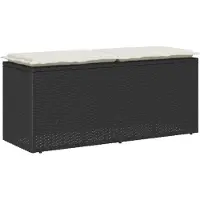 vidaXL Trädgårdsbänk med dyna svart 110x40x44 cm konstrotting