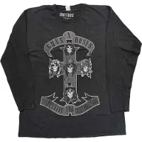 Ginza.se Guns N Roses: Guns N' Roses Unisex Long Sleeve T-Shirt/Monochrome Cross (Black) (Wash Collection) (X-Large)