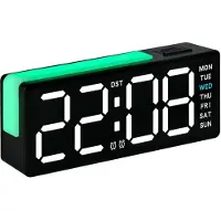 24hShop Digital väckarklocka med RGB nattlampa - Svart / Barnrumsklocka med nattbelysning