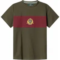 Hackett London för pojkar. HK5000068 Grön Crest Panel-T-shirt (15Años= 170cm), Casual, Bomull, Kort ärm, barnmode