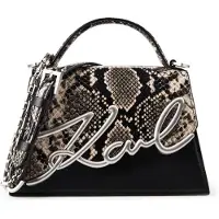 Karl Lagerfeld Axelremsväska 'K/Signature' ljusbeige / gyttjefärgad / svart / silver