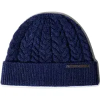 Hackett för män. HM0400143 Marinblå kabelstickad mössa (OSFA), Casual, Ull, Marino