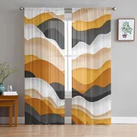 Household supplies MH Havsvågor Mörkgrå Orange Gradient Skira Gardiner för Vardagsrumsdekoration Fönstergardiner Kök Tyll Voile Gardiner W135 x H115cm x1