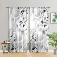 Household supplies MH 2 stycken, geometriska randiga blommiga konstgardiner -30% mörkläggning - lämpliga för vardagsrum, sovrum, kök och heminredning. W150CM H166CM&Rod pocket