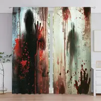 Household supplies MH 2 st Terror Skugga Handavtryck Fönstertryckt Gardin för Heminredning - Stångficka Fönsterbehandling för Sovrum, Kontor, Kök 52.5cmX116cm X 2pcs