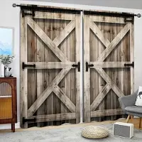 Household supplies MH 2 st Ljusfärg Trädörr Tryckt Gardin för Heminredning-Stångficka Fönsterbehandling för Sovrum, Kontor, Kök, Vardagsrum 52.5cmX116cm2pcs