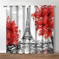Household supplies MH 3D Blommönster Randiga Film Aurora Gardiner Klassiska Blå Röda 2 Paneler Passar Vardagsrum Sovrum Kök Balkong Fönsterdekor 50W130H(CM)X2PCS&Hook
