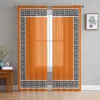 Household supplies MH Orange Enkel Kinesisk Stil Geometriska Skira Gardiner för Vardagsrumsdekoration Fönstergardiner Kök Tyll Voile Gardiner W135 x H115cm x1