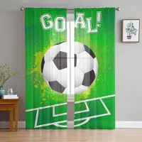 Household supplies MH Fotbollsplan Design Gröna Skira Gardiner för Vardagsrumsdekoration Fönstergardiner Kök Tyll Voile Gardiner W135 x H115cm x1