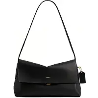 Coach Chelsea 30 Guld Bokstavslogotyp Tryckknappsförslutning Axelremsväska Stor Damaxelväska Svart CDS58-B4BK Basic Set (Bag+Dust Bag)