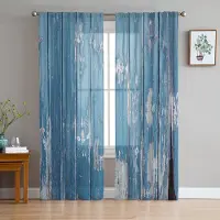 Household supplies MH Retro Shabby Skira Gardiner med Trämönster för Vardagsrumsdekoration Fönstergardiner för Kök Tyll Voile Organza Gardiner W135 x H115cm x1