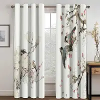 Household supplies MH Kinesisk troditionell kultur Fågel Blomma Fönster Gardiner i Barn Sovrum Vardagsrum Hall Behandlingar Köksinredning Draperier Persienner W50xH130(CM)x2pcs&Grommet Top